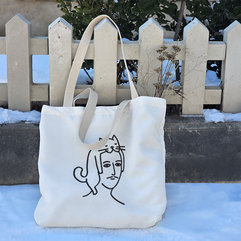 ساک خرید پارچه ای خندالو طرح گربه خانگی مدل توت بگ کد 6946