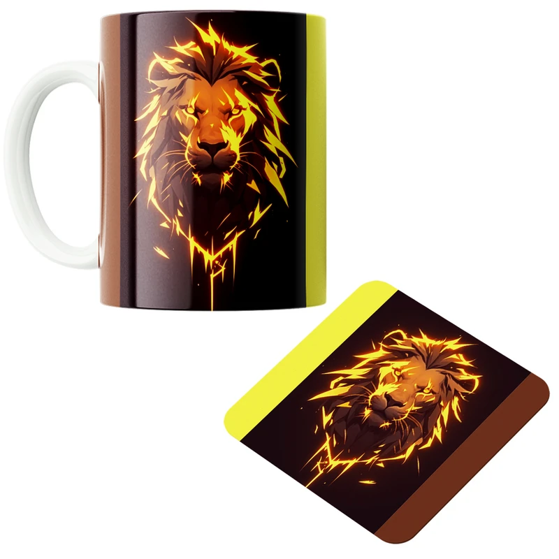 ماگ پاد آفرین مدل شیر کد z437 به همراه زیر لیوانی