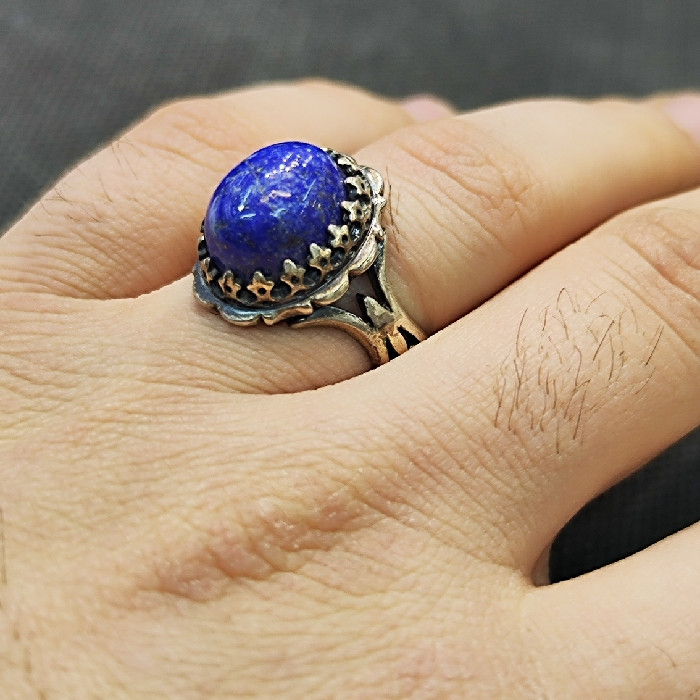 انگشتر نقره مردانه مدل سنگ لاجورد کد P980