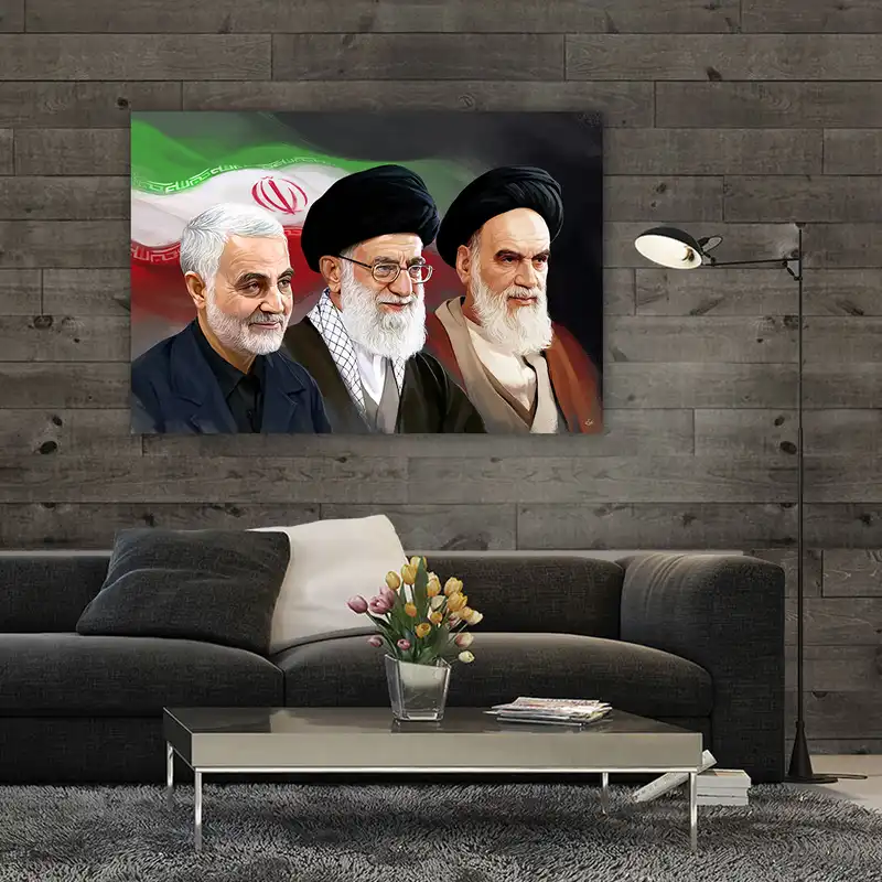 تابلو شاسی طرح تصویر حاج قاسم و امام و رهبری کد PR051