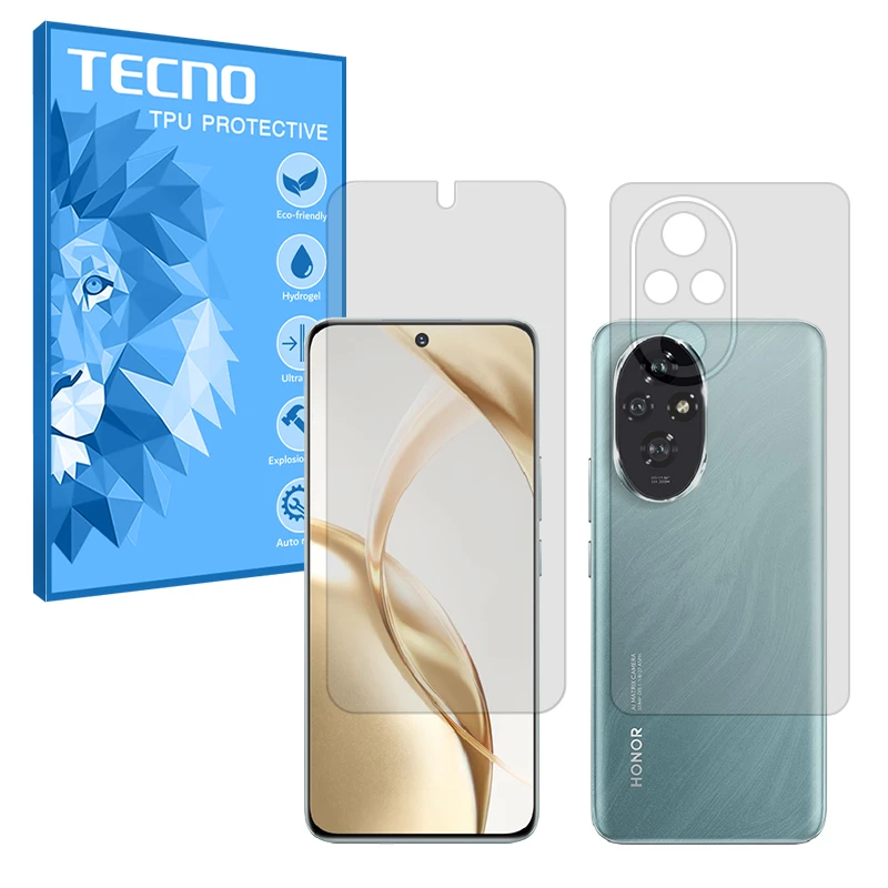 محافظ صفحه نمایش شفاف تکنو مدل Resistant مناسب برای گوشی موبایل آنر 200 به همراه محافظ پشت گوشی 