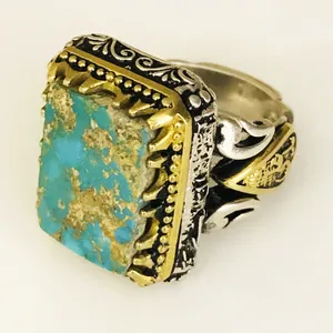 انگشتر نقره مردانه مدل چنگ برنجی مزین