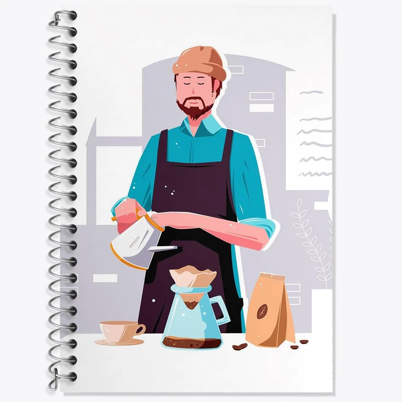 دفتر زبان 50 برگ خندالو مدل سه خط طرح باریستا کافه چی کد 28140