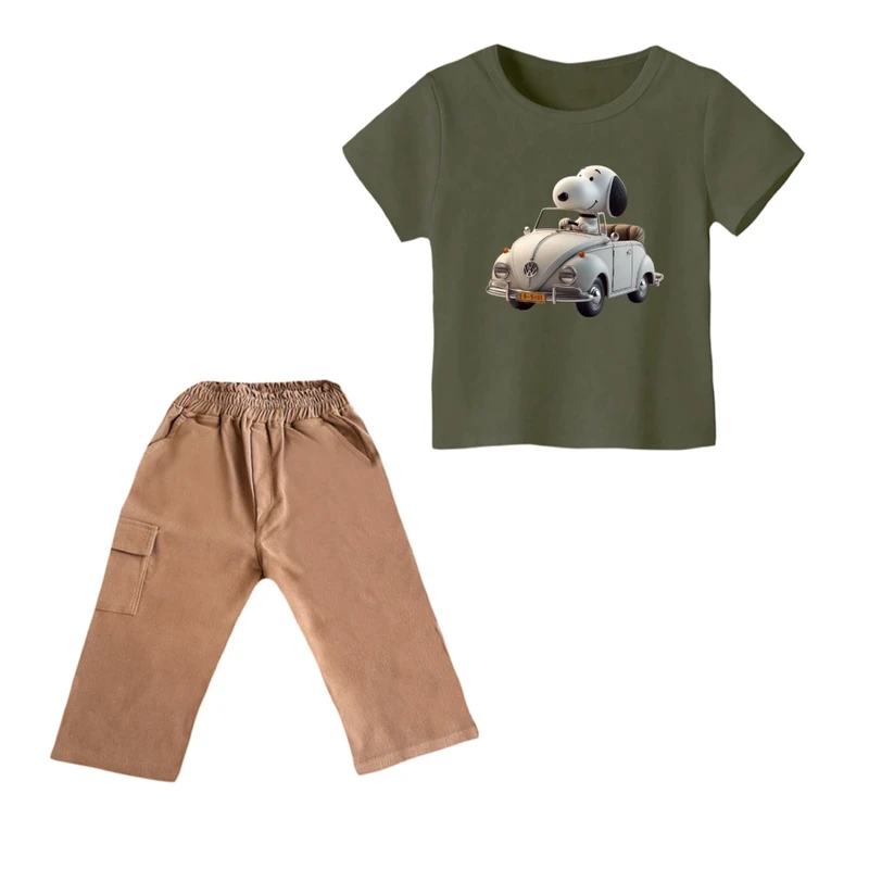 ست تی شرت و شلوارک پسرانه مدل اسنوپی کد 8