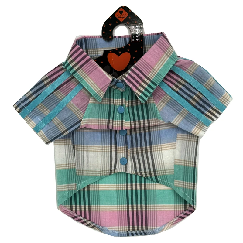 پیراهن سگ نر تادو طرح چهارخانه کد K101 سایز XL