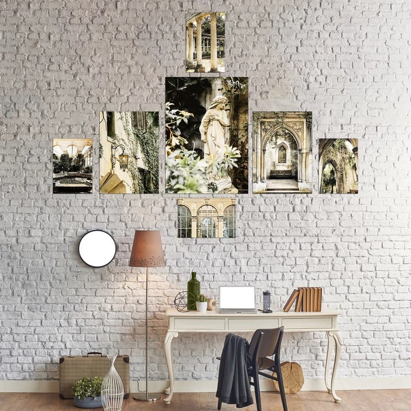 تابلو شاسی بکلیت طرح دکوراتیو باستانی مدل SH-491 مجموعه 7 عددی