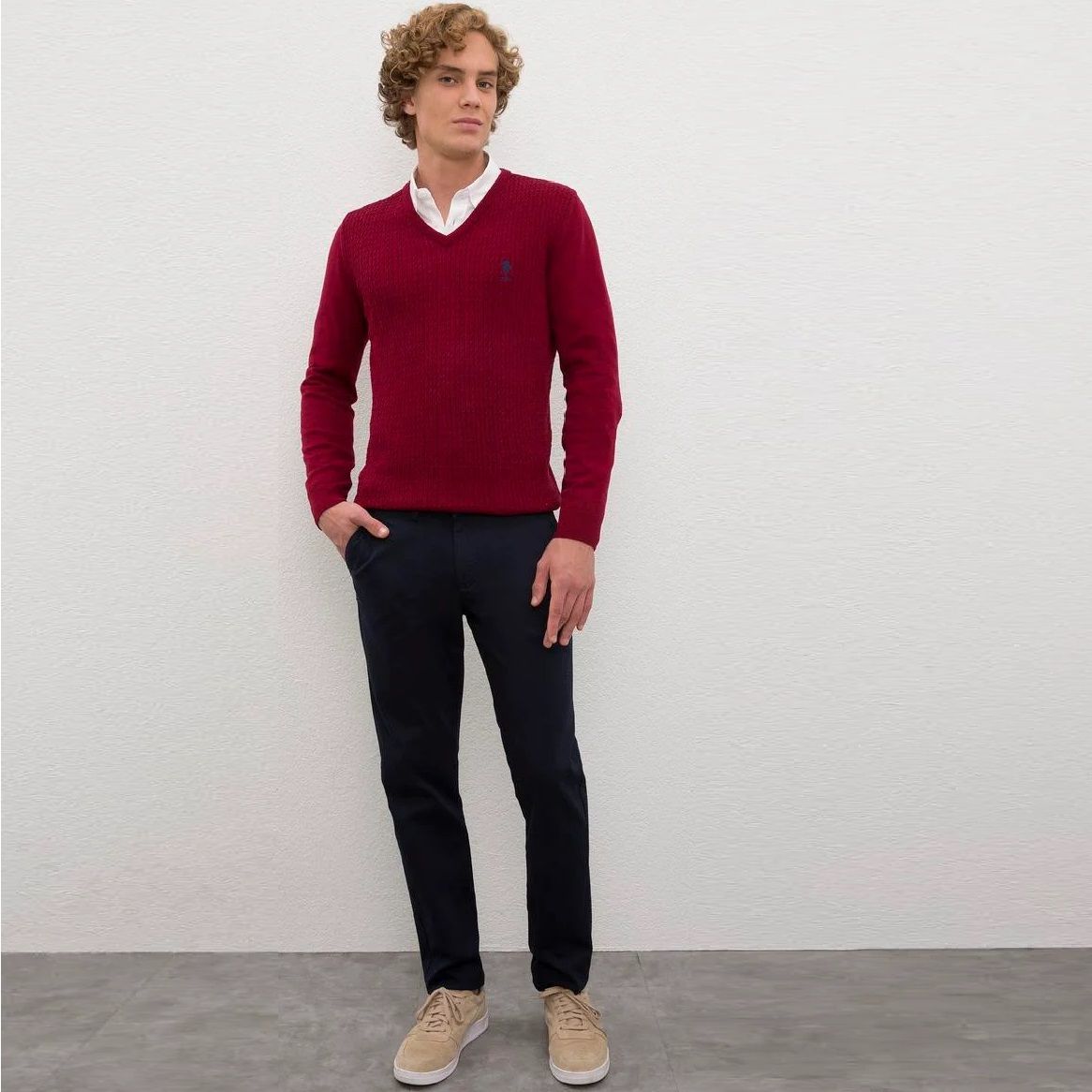 پلیور مردانه یو اس پولو مدل یقه هفت -  - 7