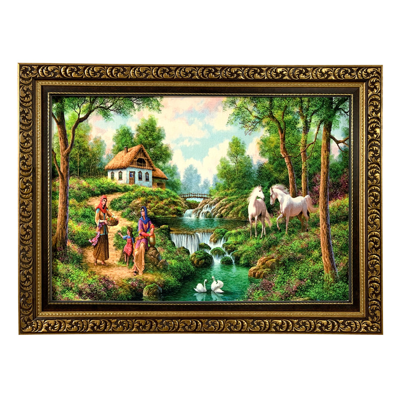 تابلو فرش ماشینی طرح روستا کد ۷۳۳۰