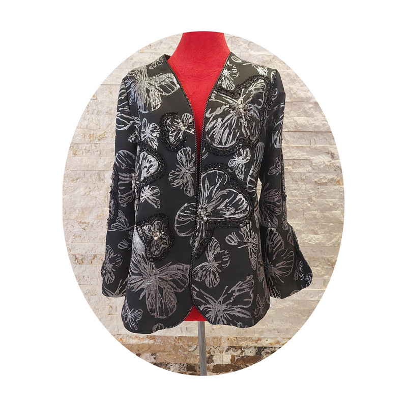 کت زنانه مدل ژاکارد جواهردوزی پروانه