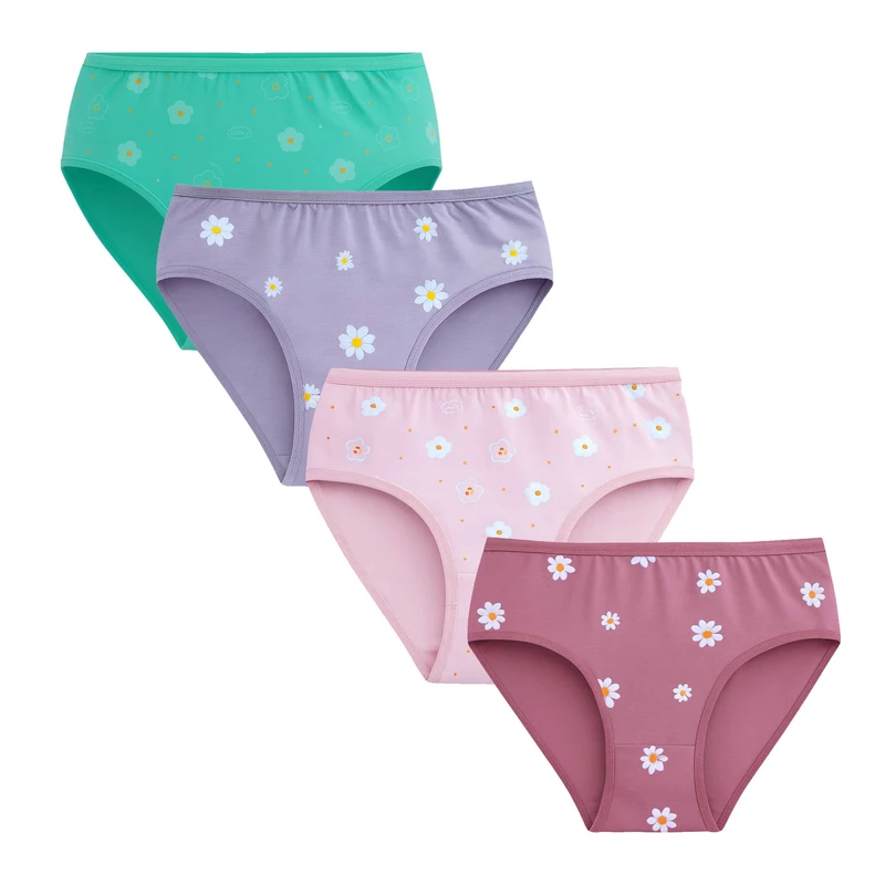 شورت زنانه مدل نخی ضد حساسیت طرح گل بابونه مجموعه 4 عددی