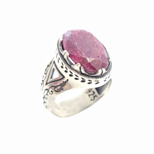 انگشتر نقره مردانه مدل یاقوت سرخ هندی کد 28344