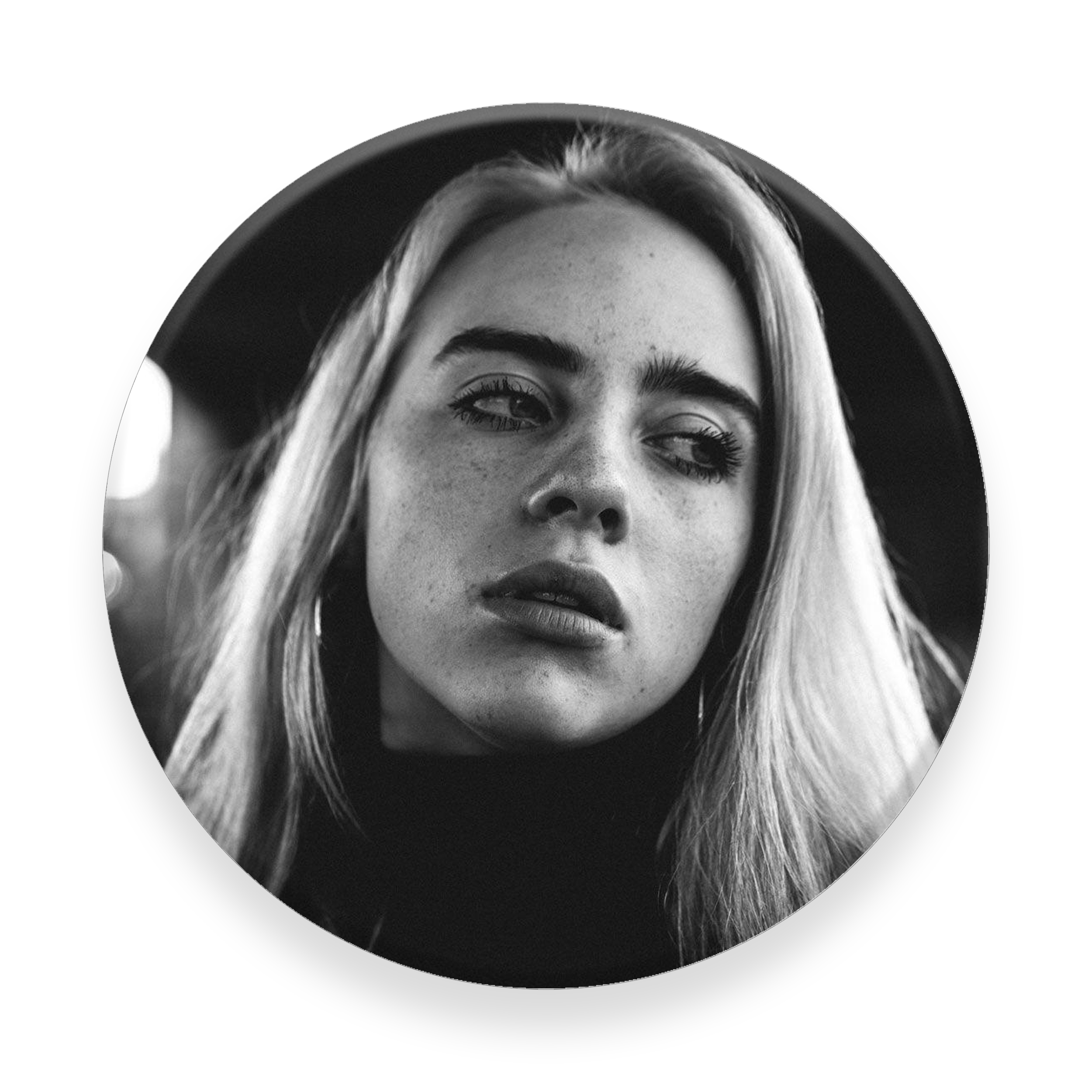 برچسب مدل Billie Eilish B&W مناسب برای پایه نگهدارنده مغناطیسی