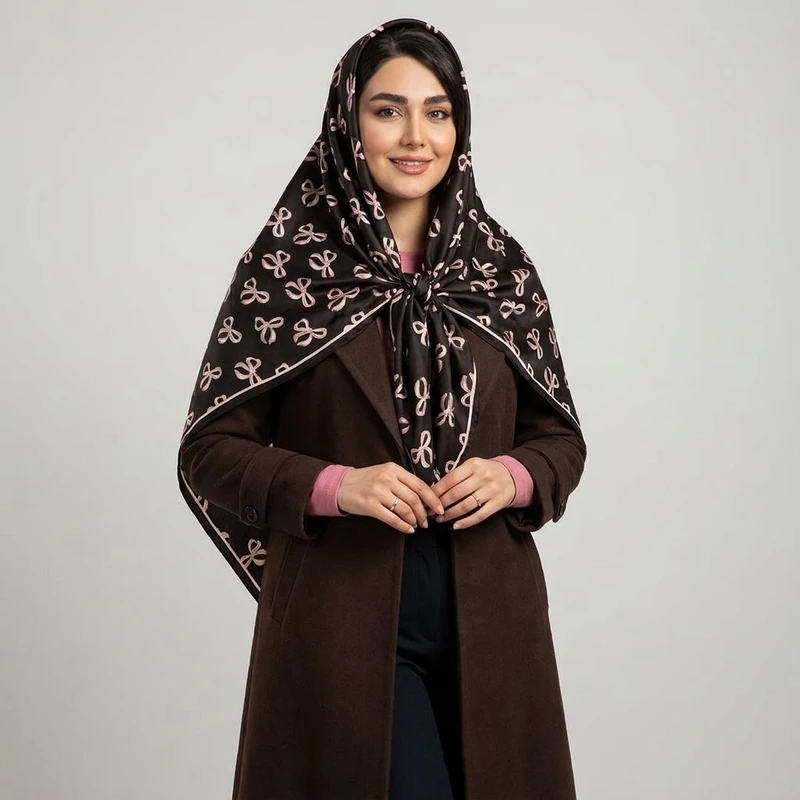 روسری زنانه مدل ابریشم توییل طرح پاپیون کد ab450