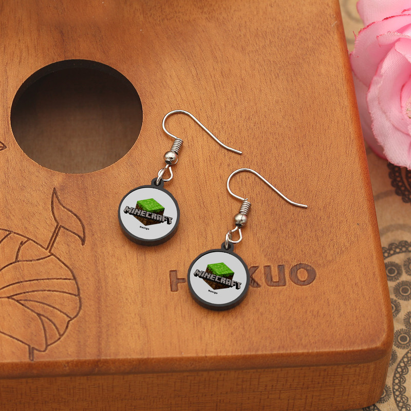 گوشواره زنانه ناکسیگو مدل شب تاب طرح Minecraft کد ES7296 مجموعه 2 عددی