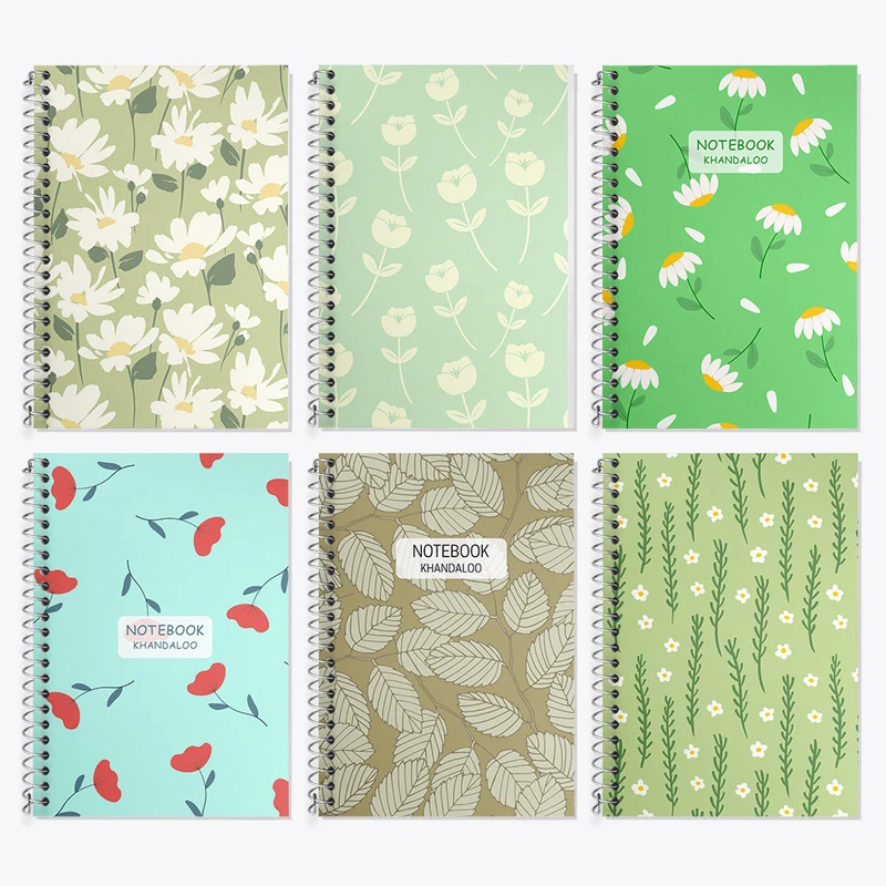 دفتر زبان 50 برگ خندالو مدل دو خط طرح گل گلی کد 84 مجموعه 6 عددی