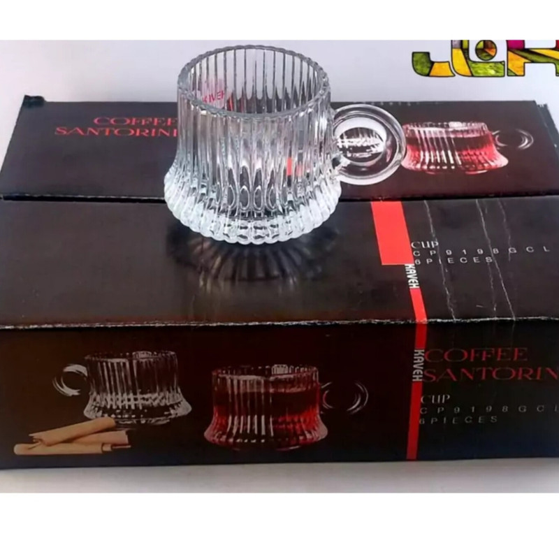 فنجان بلور کاوه مدل سانتورینی بسته 6 عددی