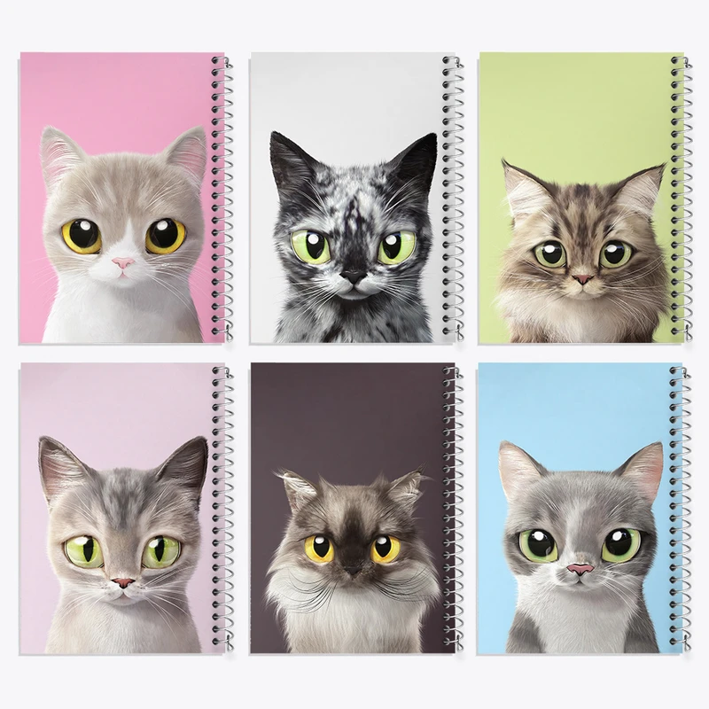 دفتر مشق 50 برگ خندالو طرح گربه (Cat) کد 483 مجموعه 6 عددی