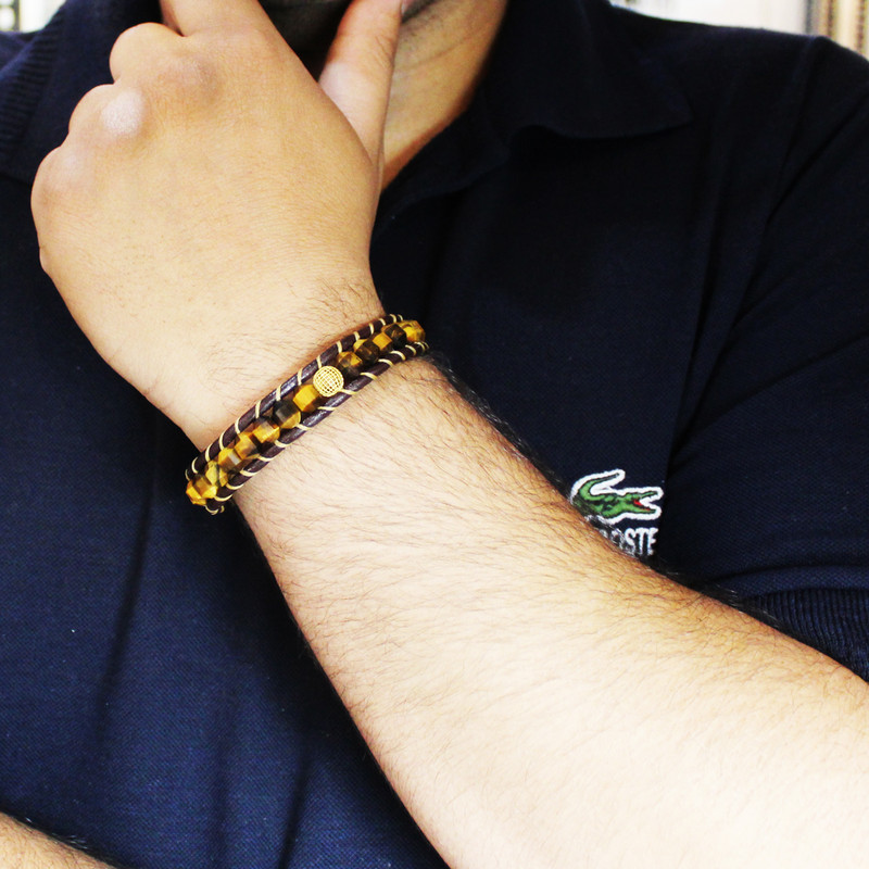 دستبند طلا 18 عیار مردانه رزالیا مدل Wild Tiger کد BML-6