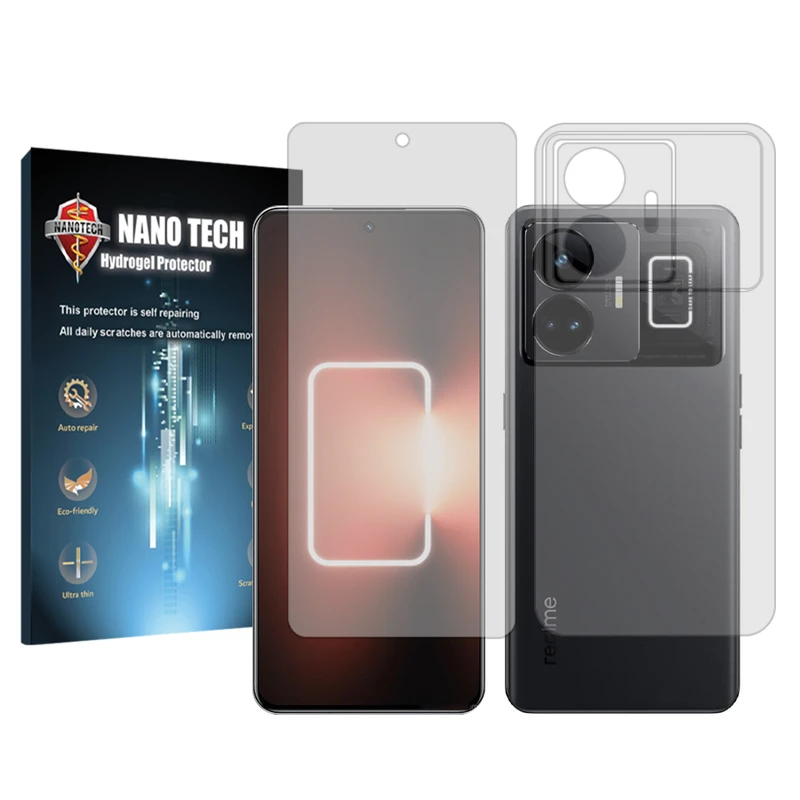 محافظ صفحه نمایش شفاف نانو تک مناسب برای گوشی موبایل ریلمی GT3 به همراه محافظ پشت گوشی