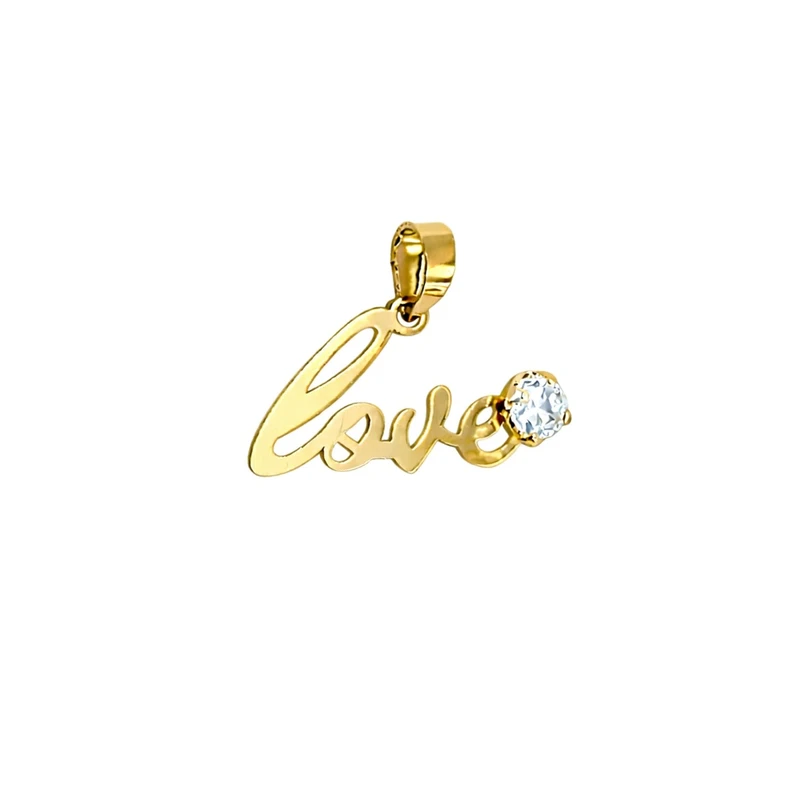 آویز گردنبند طلا 18 عیار زنانه مان گالری طرح لاو نگین کد M-100156