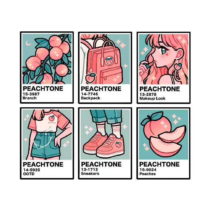 استیکر لپ تاپ کالامیکس مدل انیمه پنتون طرح Peachtone Anime مجموعه 6 عددی