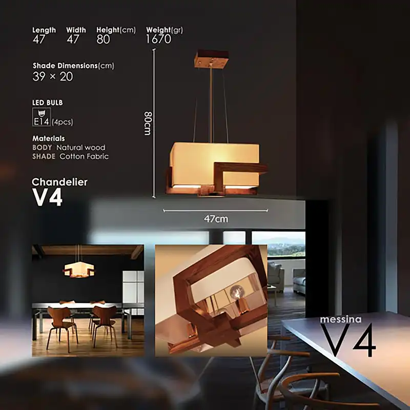 چراغ آویز مسینا مدل V4