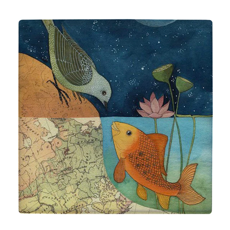 زیر لیوانی طرح پرنده و ماهی کد    3275832_668