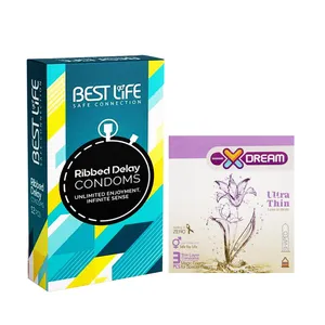 کاندوم بست لایف مدل Ribbed Delay بسته 12 عددی به همراه کاندوم ایکس دریم مدل Ultra Thin بسته 3 عددی