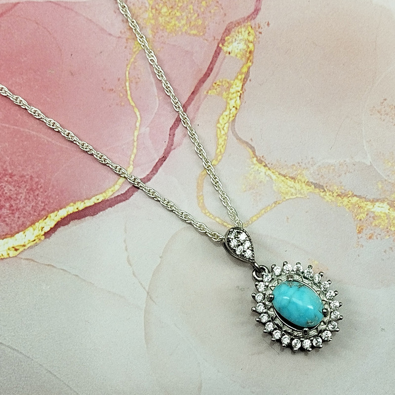 نیم ست نقره زنانه سلین کالا مدل فیروزه کد 126