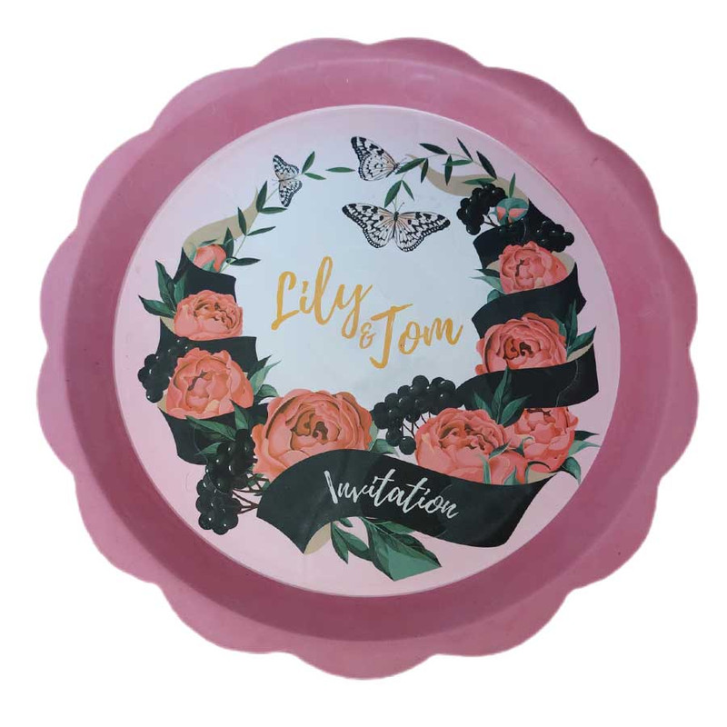 سینی مدل دایره طرح گل و پروانه