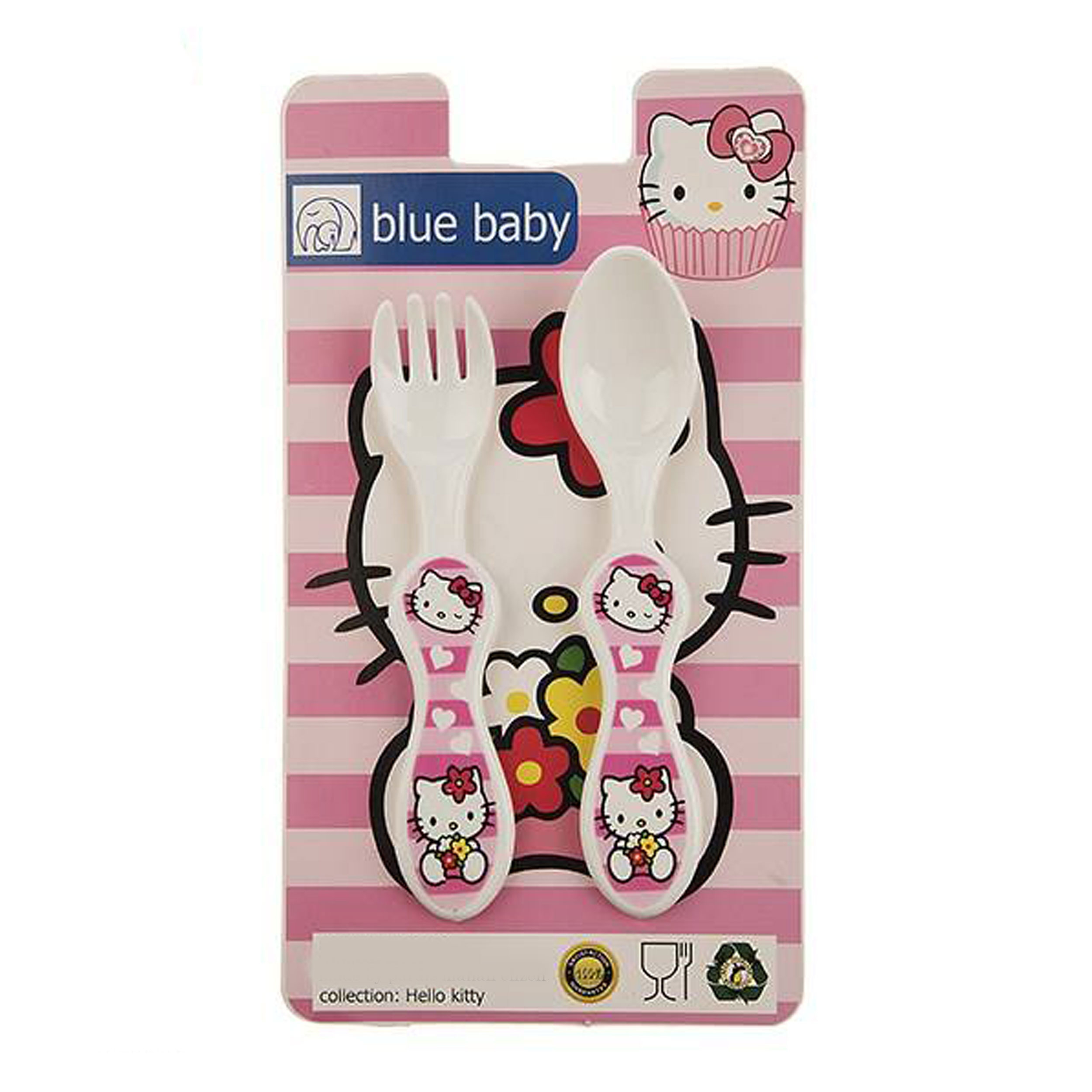 ست قاشق و چنگال کودک بلو بیبی مدل Hello Kitty  