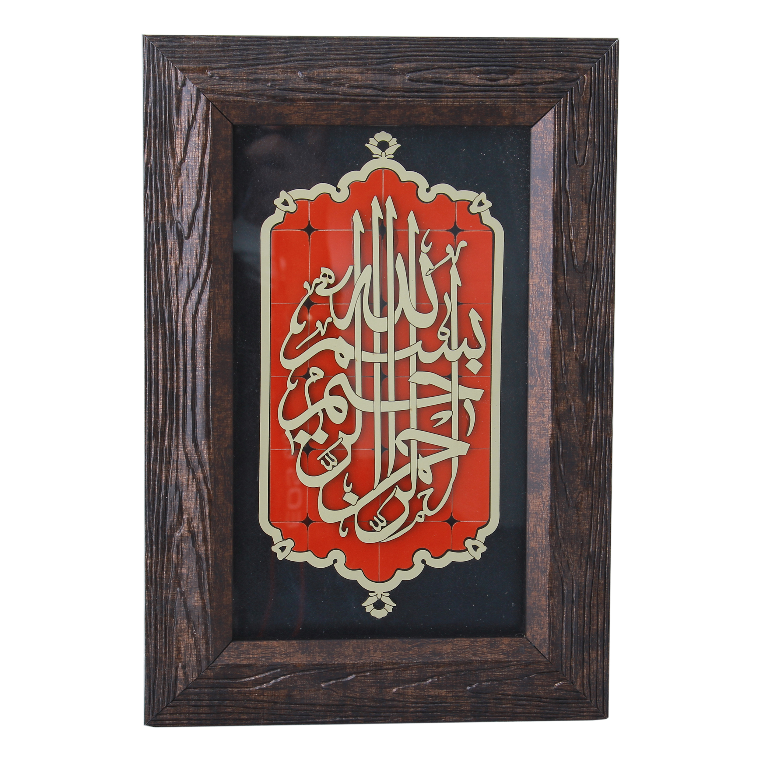  تابلو معرق کاری طرح خوشنویسی بسم الله الرحمان الرحیم کد TAB_063