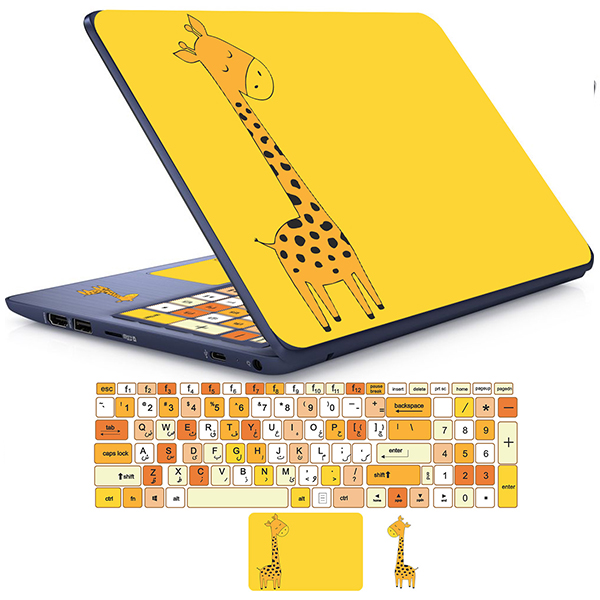 استیکر لپ تاپ راتیانا مدل زرافه کوچولو 01  مناسب برای لپ تاپ 15 تا 17 اینچ به همراه برچسب حروف فارسی کیبورد