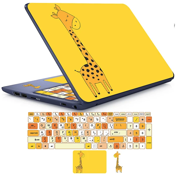 استیکر لپ تاپ راتیانا مدل زرافه کوچولو 01  مناسب برای لپ تاپ 15 تا 17 اینچ به همراه برچسب حروف فارسی کیبورد