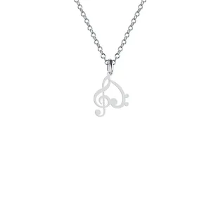 گردنبند نقره زنانه هایکا مدل قلب و نت موسیقی کد n.ha2-733