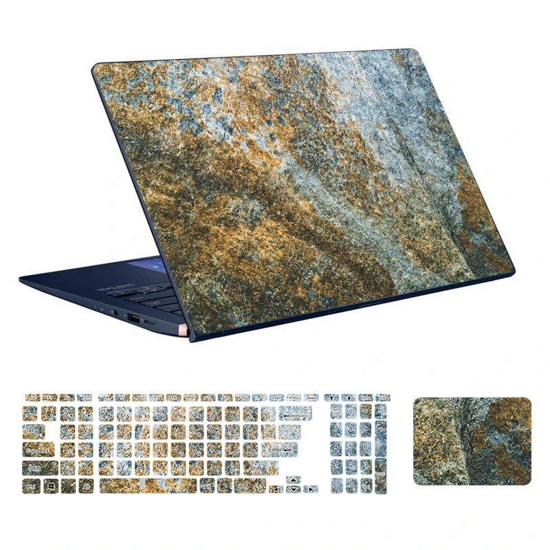  استیکر لپ تاپ توییجین و موییجین طرح Marble کد 86 مناسب برای لپ تاپ 15.6 اینچ به همراه برچسب حروف فارسی کیبورد 