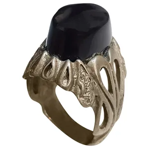 انگشتر نقره مردانه مدل حجر الاسود سعودی HAS215230