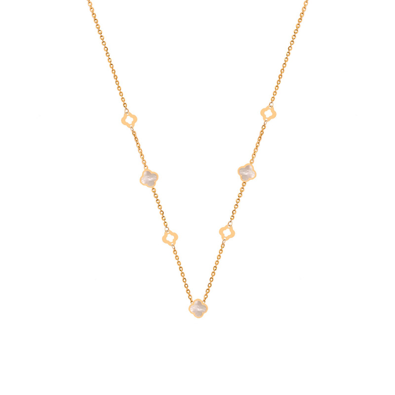 گردنبند طلا 18 عیار زنانه الی گالری مدل ونکلیف صدف پر خالی ظریف