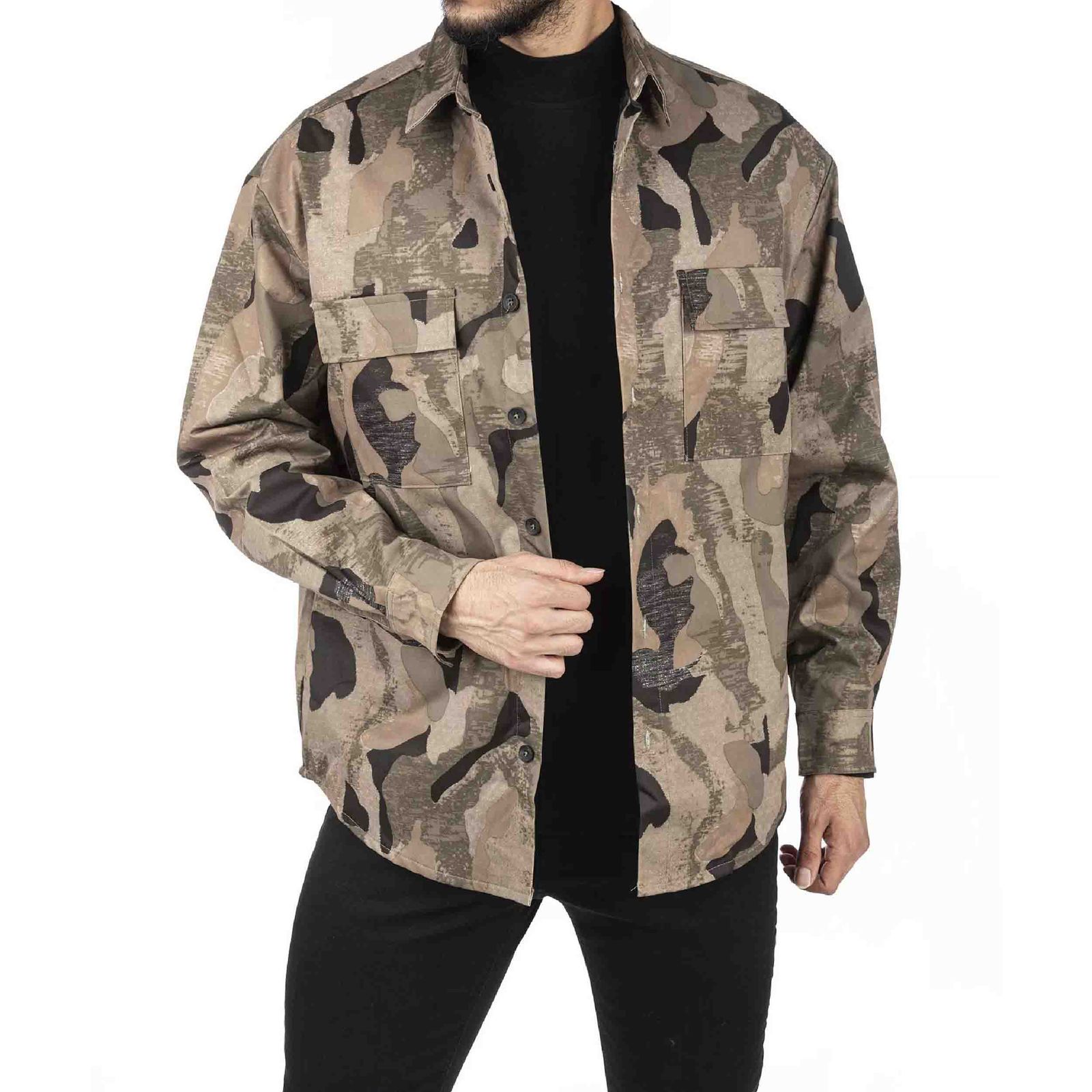 کت مردانه جوتی جینز مدل زمستانی کد 122123 رنگ سبز زیتونی - - 1