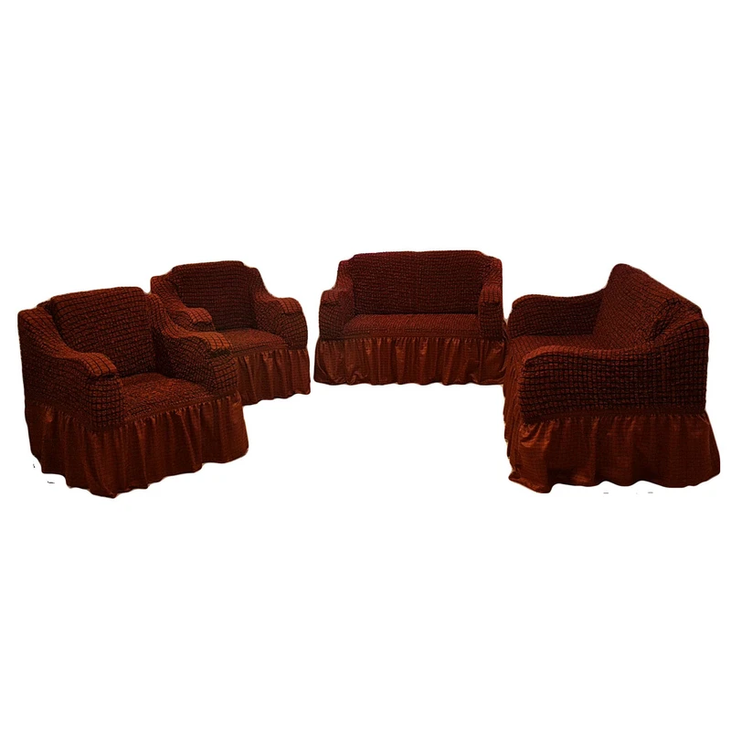 کاور مبل هفت نفره مدل چستر دامن دار عنابی