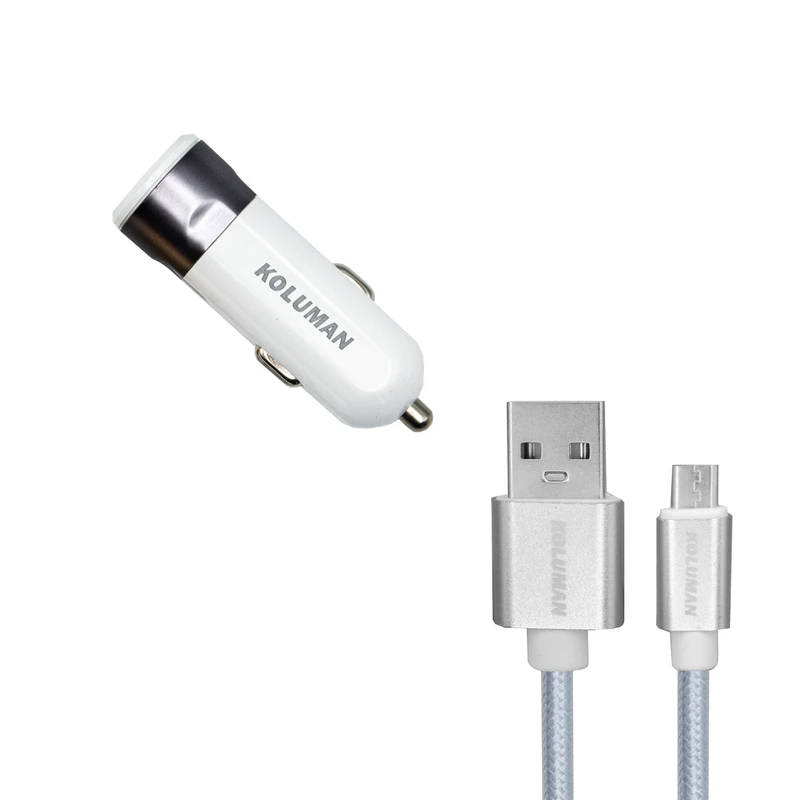 شارژر فندکی کلومن مدل KC  -  C01 به همراه کابل تبدیل MICROUSB