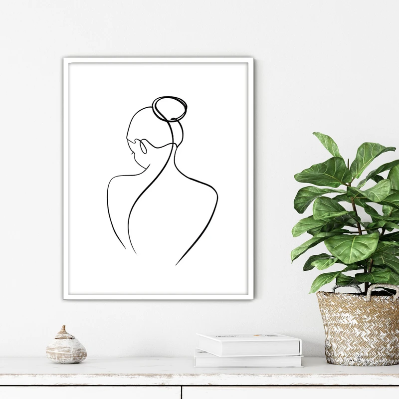 تابلو آتریسا طرح لاین آرت مدرن مدل ATFL108 فریم سفید