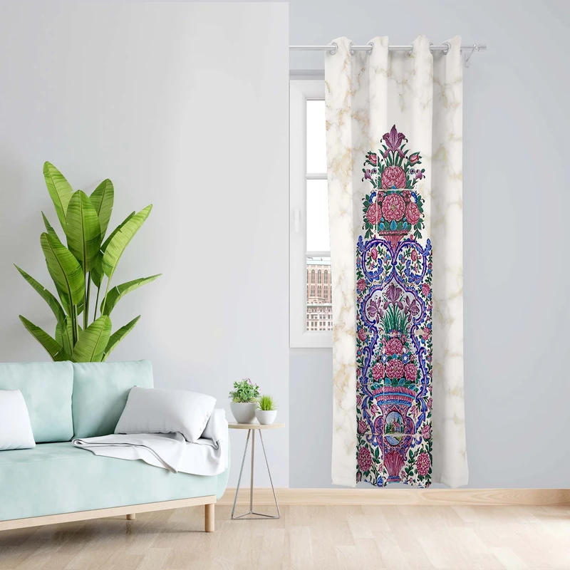 پرده طرح سنتی مدل مخمل پانچی کد 5082 z سایز 140x200 سانتی متر