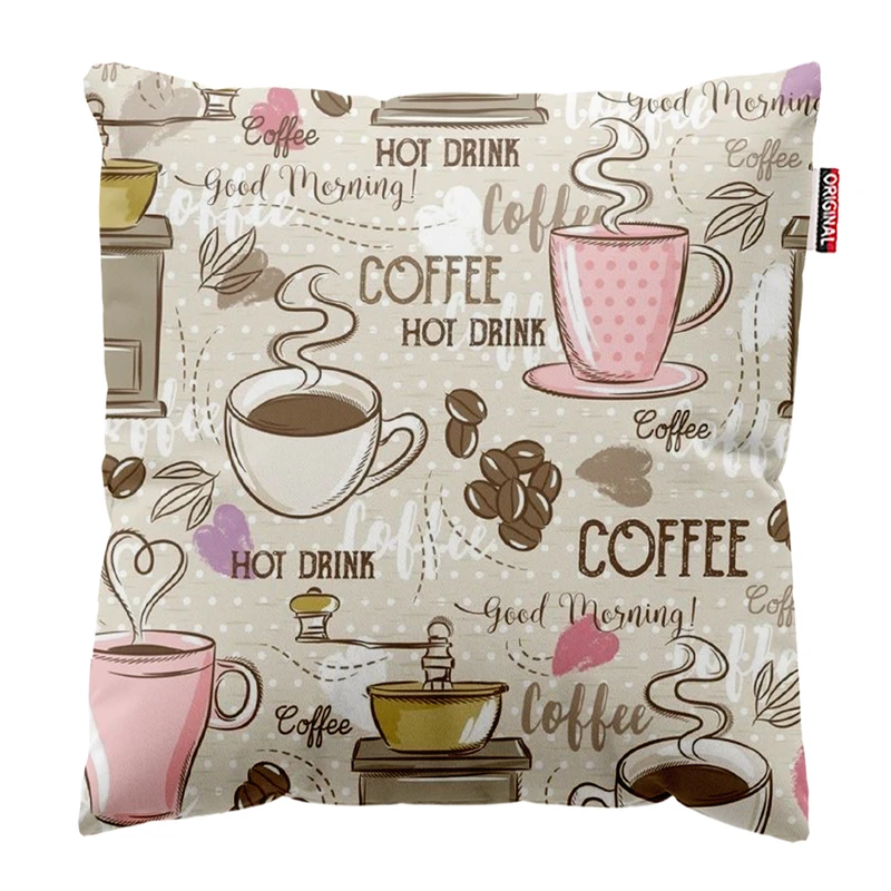 کوسن پاد آفرین طرح قهوه کافی کافه coffee کد 3966 سایز 40*40 سانتی متر
