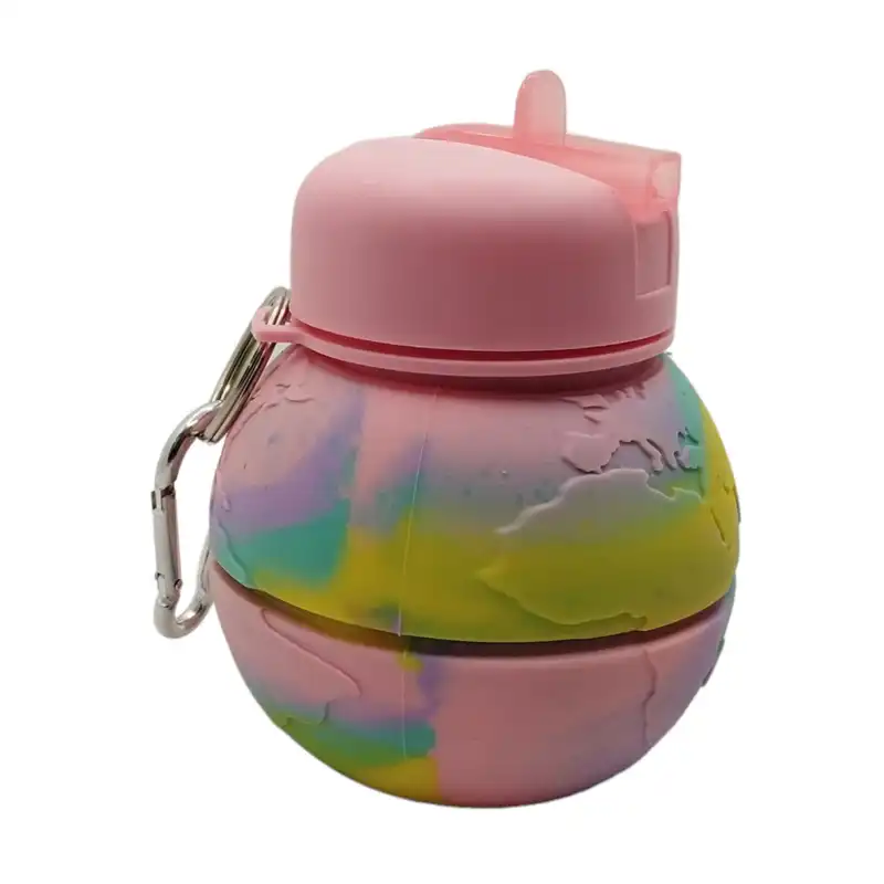 قمقمه مدل سیلیکونی تاشو طرح کره زمین و حیوانات گنجایش 0.55 لیتر