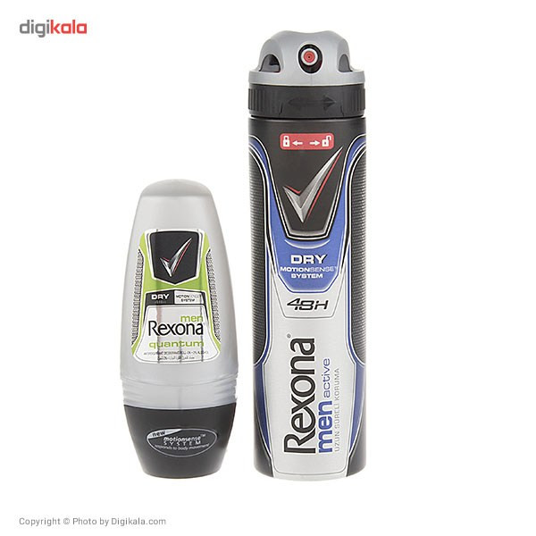 اسپری ضد تعریق مردانه رکسونا مدل Active حجم 150 میلی لیتر و رول ضد تعریق مدل Quantum حجم 50 میلی لیتر