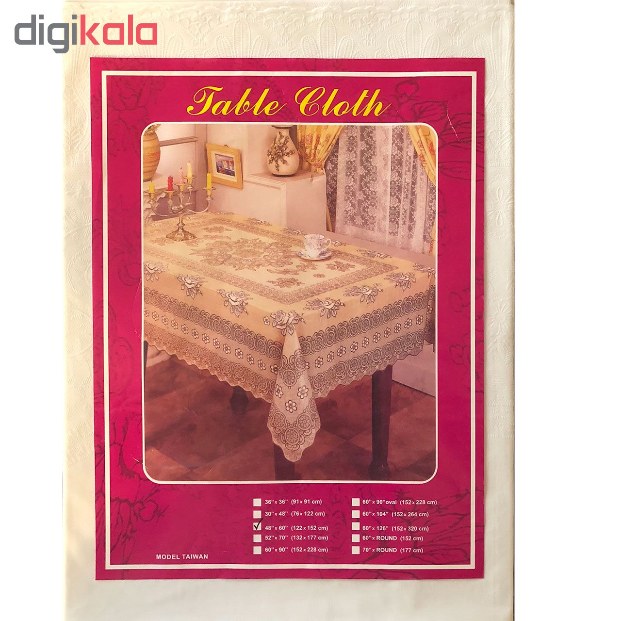 سفره و رومیزی مدل 0024 سایز 122×152 سانتی متر سفید با طرح های زیبا