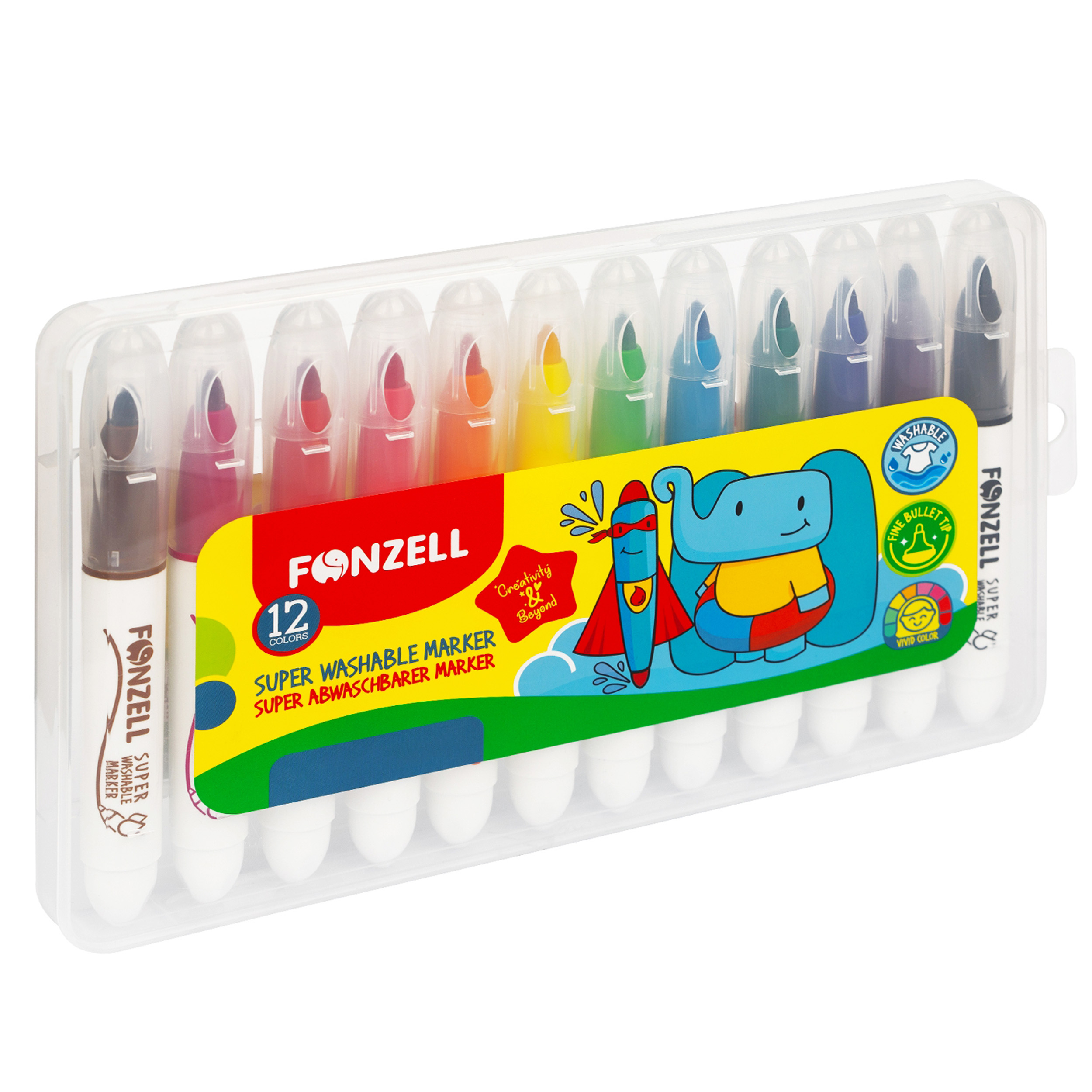 ماژیک رنگ آمیزی فونزل مدل Super Washable بسته 12 عددی ماژیک رنگ آمیزی فونزل مدل Super Washable بسته 12 عددی