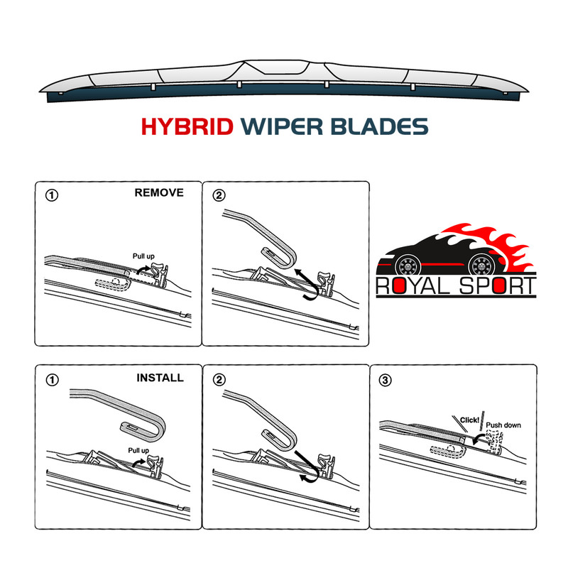 تیغه برف پاک‌کن رویال اسپرت مدل HYBRID PLUS مناسب برای هیوندای جنسیس کوپه بسته 2 عددی