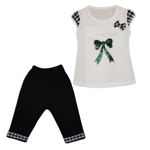 ست تی شرت آستین کوتاه و شلوارک دخترانه مدل 106